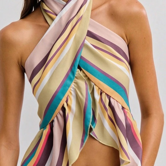 Striped Halter Top- SHEIN XS see video - Picture 1 of 10